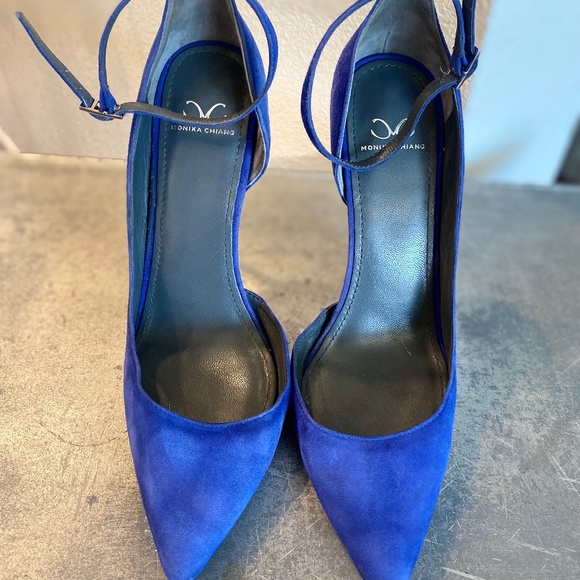 Monika Chiang Blue Suede Ankle Strap D’Orsay Pump - Picture 8 of 15